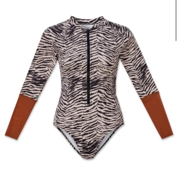 NWT Wet Swimwear Ethical Select Shop Eliana Zebra Print Long Sleeve Swimsuit - Picture 3 of 12